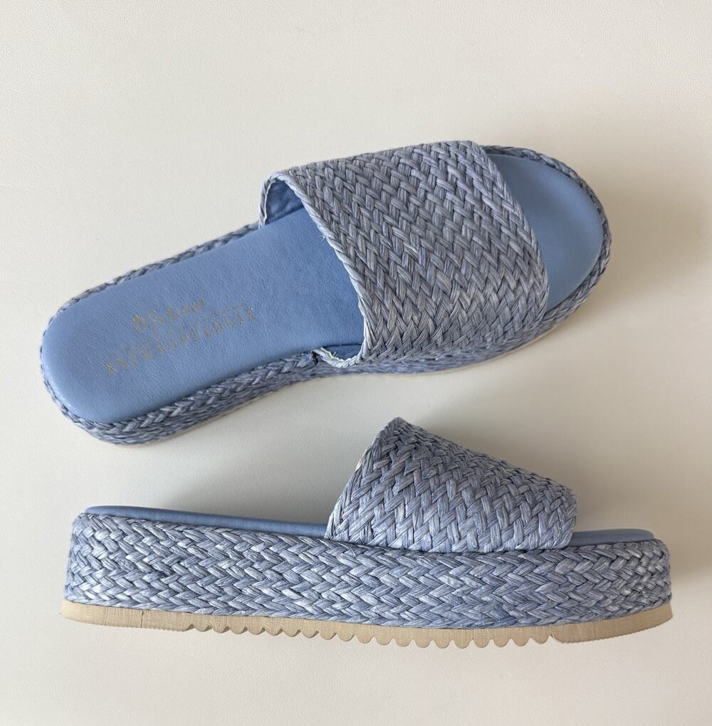 Matisse Montego Jute Platform Slides Blue Women’s Size 9 Raffia Anthropologie